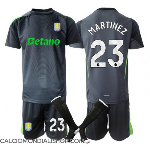 Maglie da calcio Aston Villa Emiliano Martinez #23 Portiere Prima Maglia Bambino 2025-26 Manica Corta (+ Pantaloni corti)